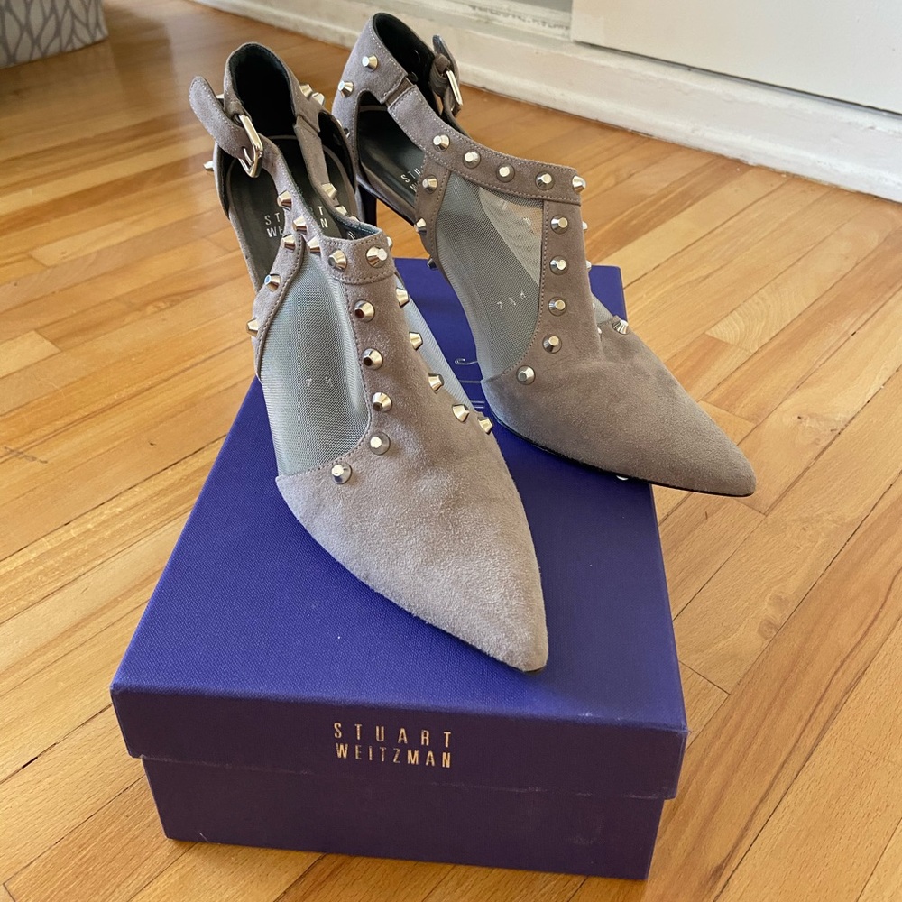 Stuart Weitzman studded gray heels - size 7.5